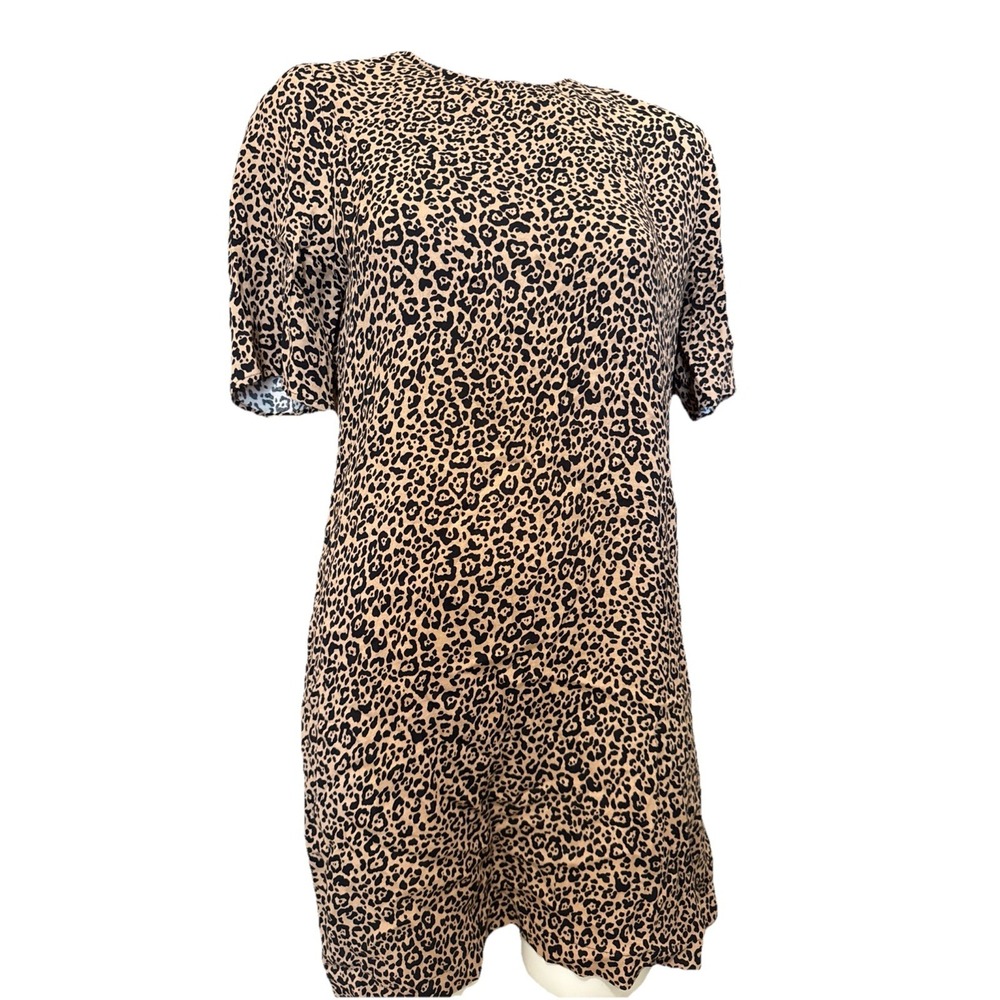 New‎ Reformation Women's Shift Mini Leopard Print Short Dress Viscose S USA